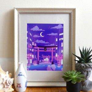 Lofi Japan Art Print | Torii Gate Japan Inspired Print | 5 x7 or 8x10