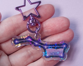 Holographic Big Dipper Keychain: Celestial Acrylic Bag Charm