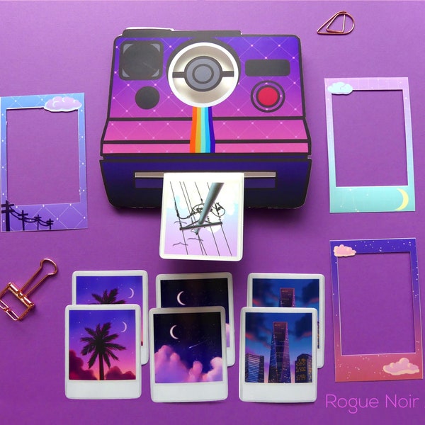 Aesthetic Polaroid Sticker Pack: 11 Pcs Set | Instax Sticker Frames | Lofi Stickers, Camera Stickers