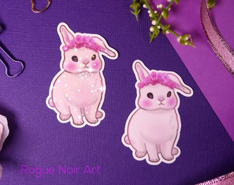 Cute Bunny Stickers: Holographic or Matte | Spring Stickers | Kawaii Rabbit Stickers | Vinyl Die Cut Stickers for Planners, Laptops