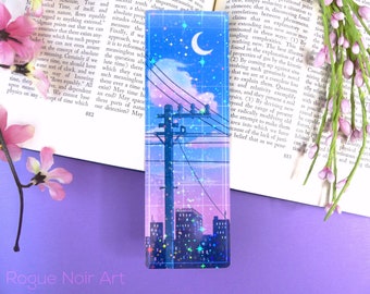 Lofi Aesthetic Bookmark | Holographic Aesthetic Bookmark | City Pop Dreamy Vibes | Handmade Unique Bookmark