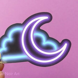 Lofi Sticker | Neon Moon Cloud Sticker | Dreamy Vibes Sticker ...