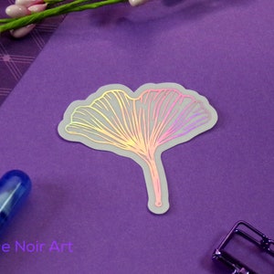 Gingko Leaf Clear Foil Sticker Die Cut Vinyl Sticker Gold Holographic Foil Botanical Stickers Planner Sticker Bullet Journal Sticker image 7