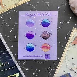 Cute Planet Sticker Sheet Kawaii Aesthetic | Vinyl Space Stickers ...