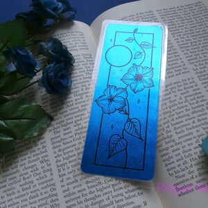 Moonflower Foil Bookmark | Floral Handmade Bookmark | Multiple Colors: Blue, Holographic Foil | Aesthetic Bookmark Style 6