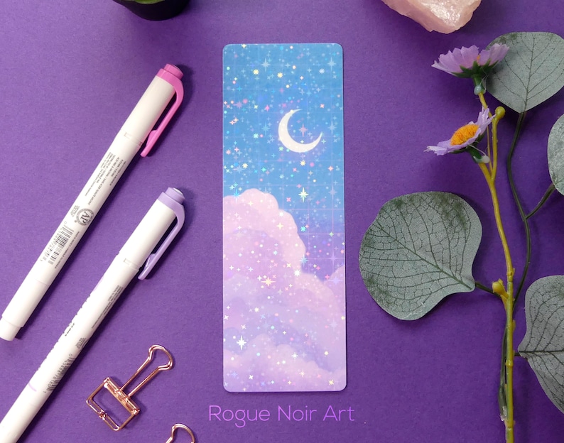 Holographic aesthetic cloud bookmark.