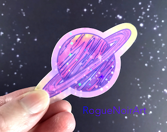 Adhesivo holográfico del planeta púrpura / Vinilo adhesivo espacial impermeable