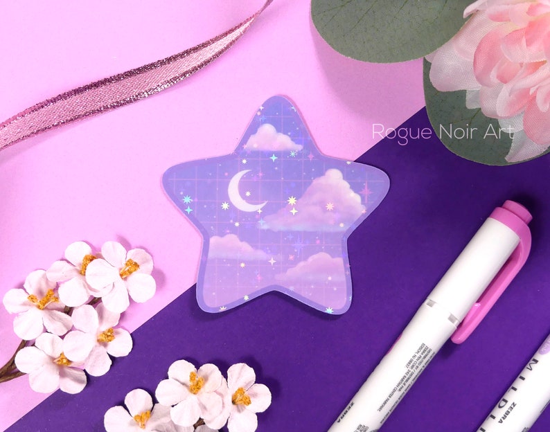 holographic lofi aesthetic star sticker