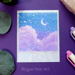 Holographic Cloud Art Print: Dreamy Polaroid Style