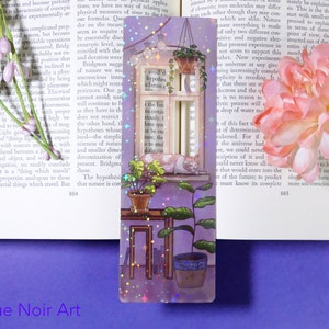 Lofi Cat Holographic Bookmark | Aesthetic Bookmark Bookmark | Cozy Vibes | Handmade Unique Bookmark image 3