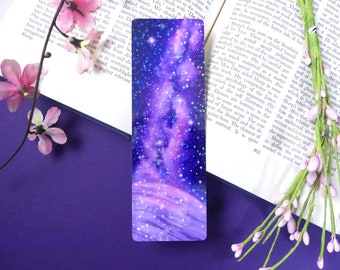 Purple Galaxy Bookmark | Holographic Aesthetic Bookmark | Space Bookmark | Handmade Unique Bookmark