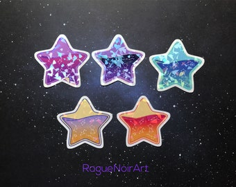 Holographic Star Stickers: Water-Resistant Vinyl Decals
