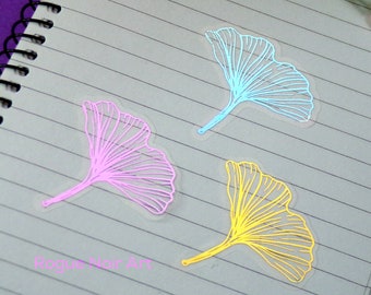 Gingko Leaf Clear Foil Sticker | Die Cut Vinyl Sticker | Gold Holographic Foil Botanical Stickers | Planner Sticker | Bullet Journal Sticker