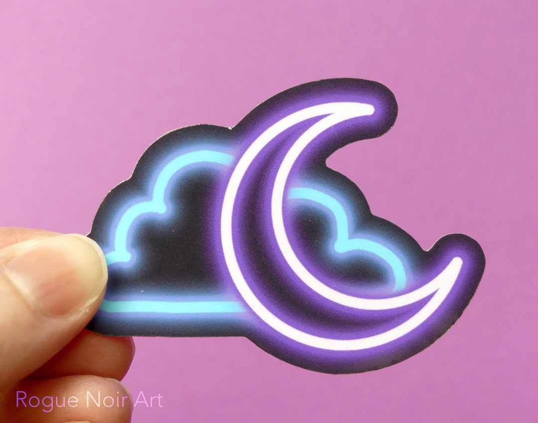 Lofi Sticker | Neon Moon Cloud Sticker | Dreamy Vibes Sticker ...