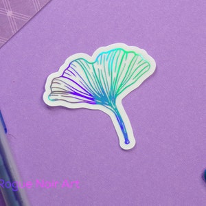 Gingko Leaf Clear Foil Sticker Die Cut Vinyl Sticker Gold Holographic Foil Botanical Stickers Planner Sticker Bullet Journal Sticker image 2