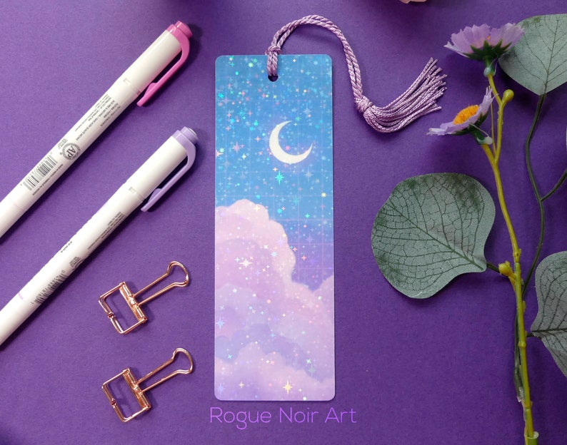 Holographic aesthetic cloud bookmark.