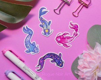 Koi Fish Holographic Sticker Pack | 12 pieces Vinyl Stickers - Cute Japanese Aesthetic Stickers