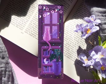 Holographic Cat Bookmark - Handmade Unique Aesthetic Bookmark - Librariancore Gift for Readers