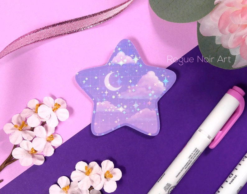 holographic lofi aesthetic star sticker