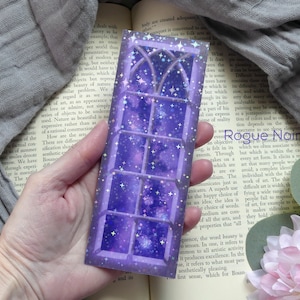 Holographic Celestial Bookmark - Cosmic Stars & Window Design - Unique Gift for Book Lovers