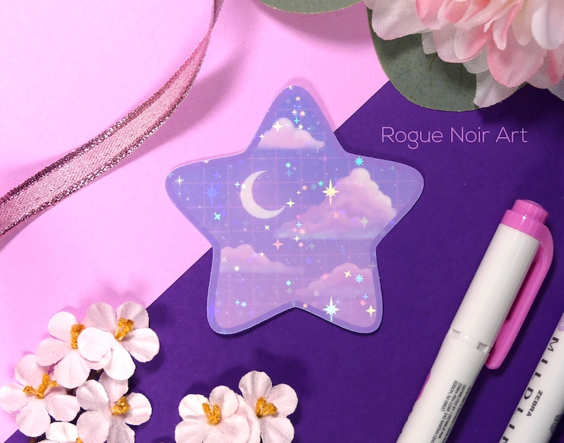 holographic lofi aesthetic star sticker