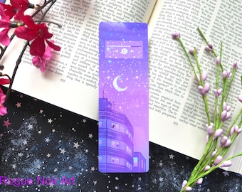 Holographic Lofi Bookmark: Pastel Japanese Skyline