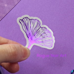 Gingko Leaf Clear Foil Sticker Die Cut Vinyl Sticker Gold Holographic Foil Botanical Stickers Planner Sticker Bullet Journal Sticker image 10