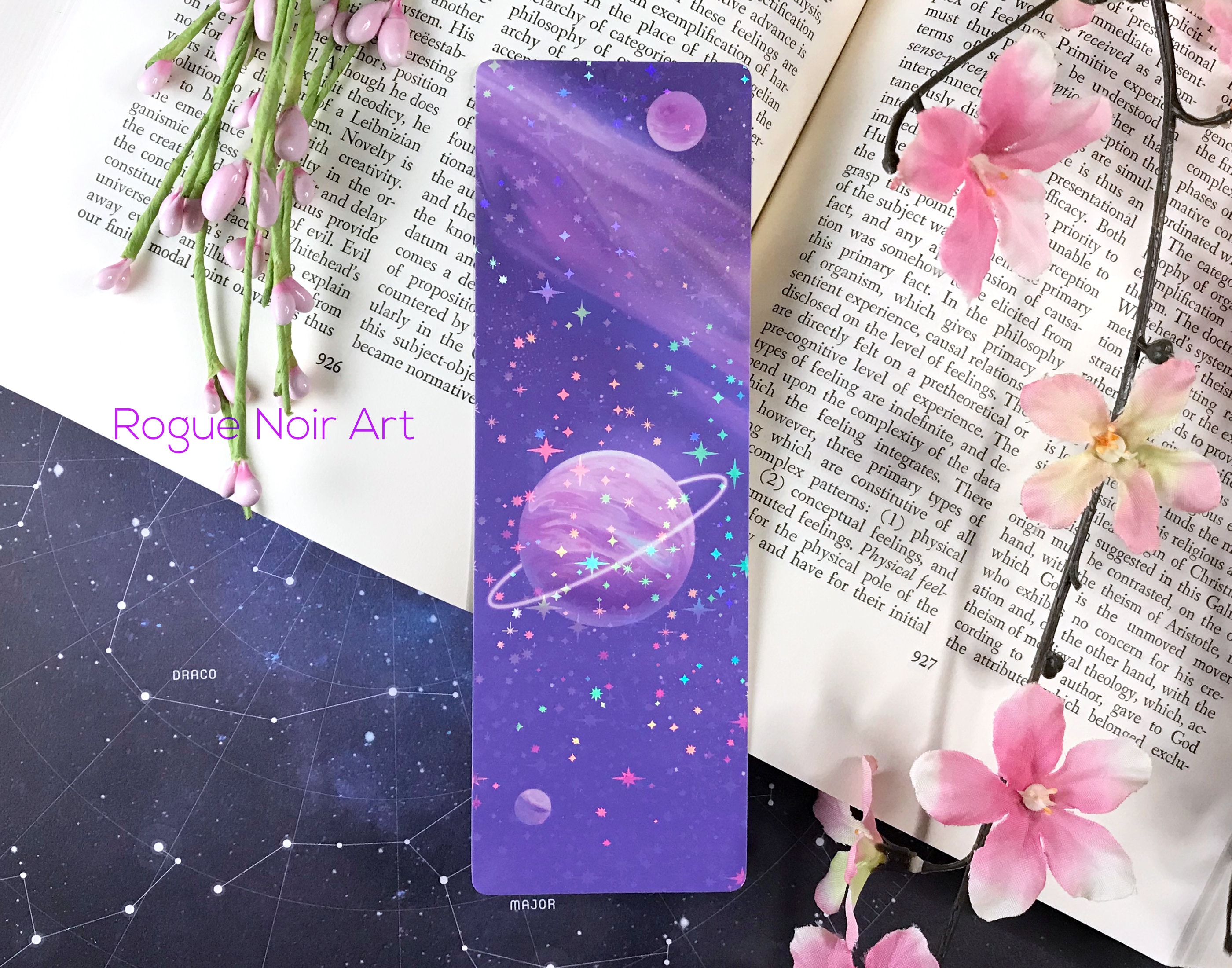 Space Bookmark: Pastel Planet Holographic Bookmark | Gifts for Space Lovers | Aesthetic Bookmark| Handmade Unique Bookmark