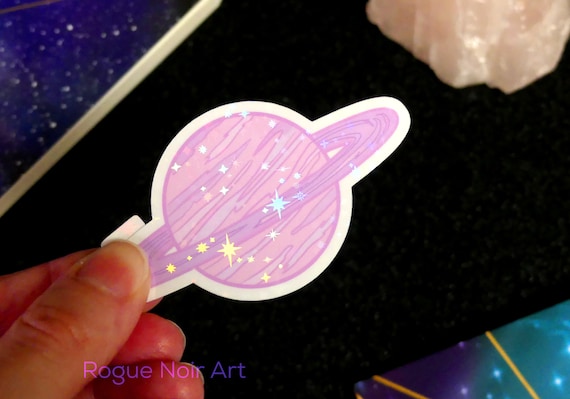 Holographic Pink Planet Sticker | Cute Space Stickers |  Aesthetic Pink Stickers For Laptops, Journals, Planners, Water Bottles