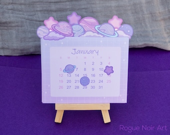 2026 Desk Calendar: Planet Design with Stand & Stickers