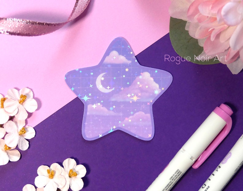 holographic lofi aesthetic star sticker