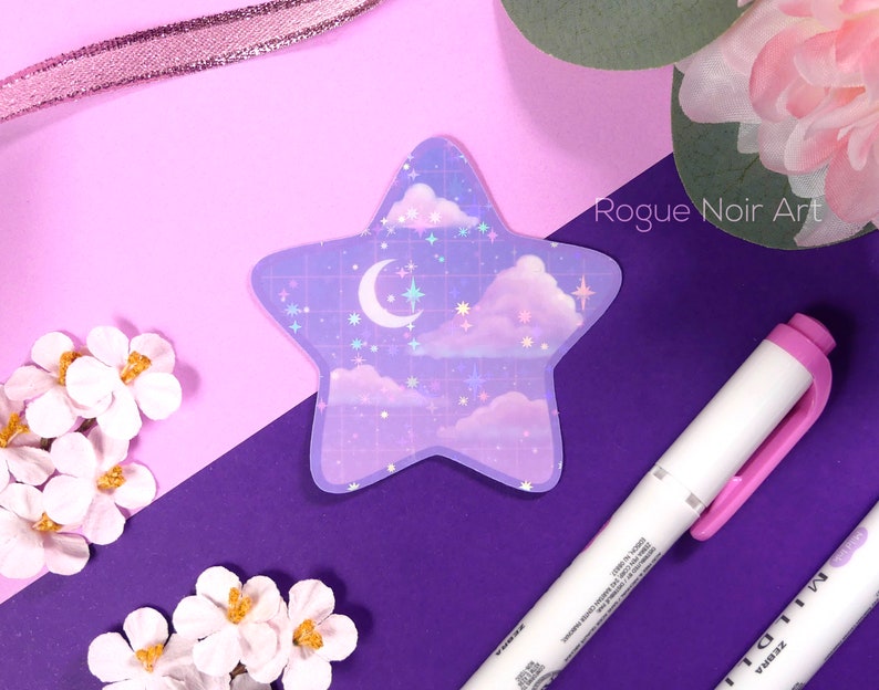 holographic lofi aesthetic star sticker