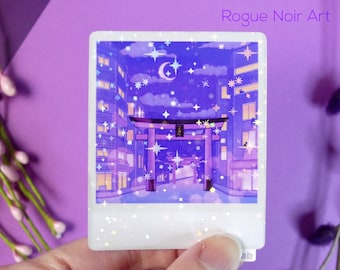 Holographic Tokyo Torii Gate Sticker: Lofi City Pop Art