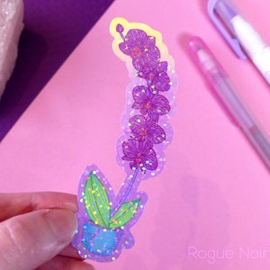 Holographic Orchid Sticker: Purple Floral Vinyl Decal