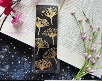 Gingko Leaves Bookmark | Botanical Foil Bookmark | Gold Teal or White