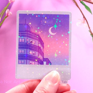 Holographic Aesthetic Sticker: Lofi Sky | Polaroid Stickers | For Planners Water Bottles Laptops | Die Cut | Dreamy Vibes