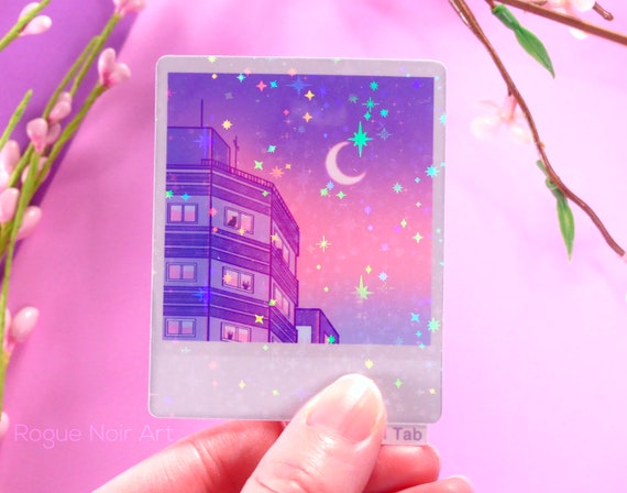 Holographic Aesthetic Sticker: Lofi Sky | Polaroid Stickers | For Planners Water Bottles Laptops | Die Cut | Dreamy Vibes