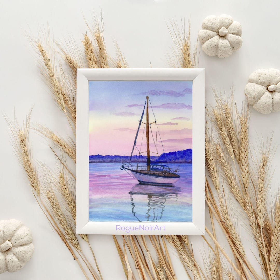 Nautical Wall Art - Watercolor Sailboat Art Print - Three Sizes 5x7 ...