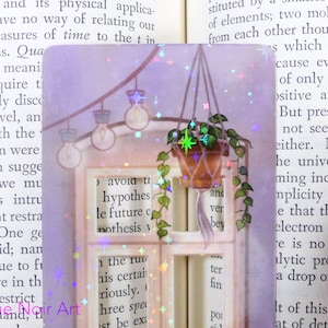Lofi Cat Holographic Bookmark | Aesthetic Bookmark Bookmark | Cozy Vibes | Handmade Unique Bookmark image 6
