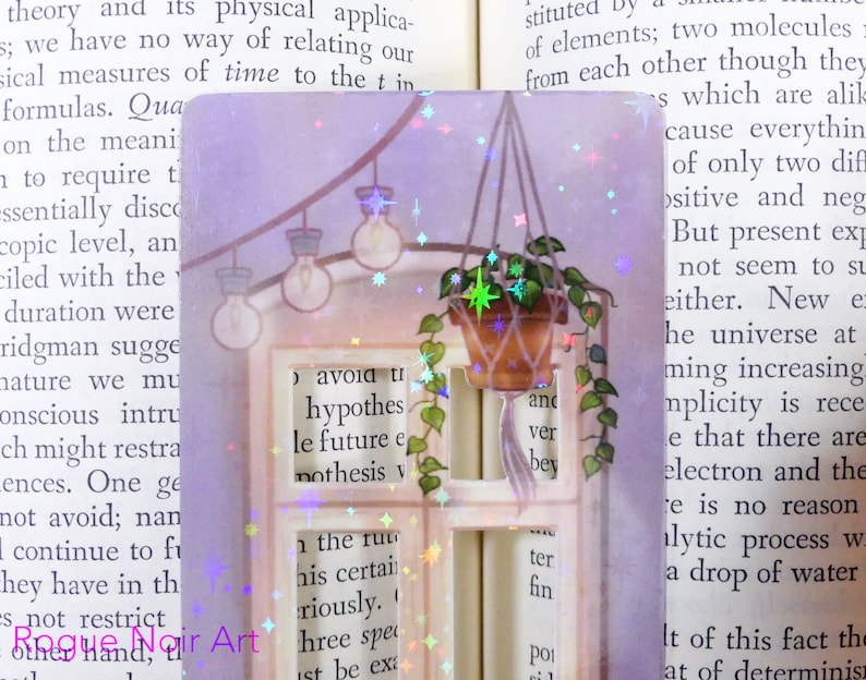Lofi Cat Holographic Bookmark | Aesthetic Bookmark Bookmark | Cozy Vibes | Handmade Unique Bookmark image 6
