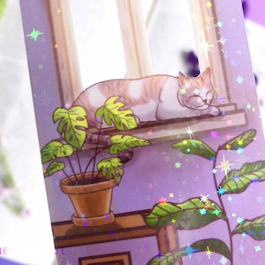 Lofi Cat Holographic Bookmark | Aesthetic Bookmark Bookmark | Cozy Vibes | Handmade Unique Bookmark image 8