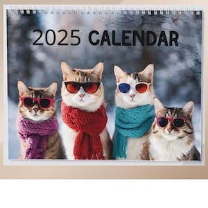 Funny Cat Calendar 2025 for Organization and New Year, Cat Lover Calendar, Cute Cat Planner, Cat Owner Gift, Cat Lady Gift, Cat Dad