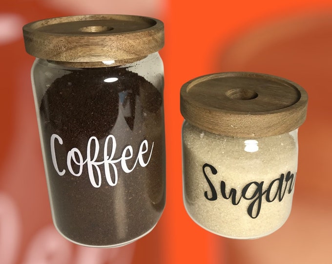 Glass Canister Set 1 Large and 1 Small Canister Storage for Etsy