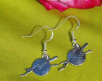 Knitting yarn earrings