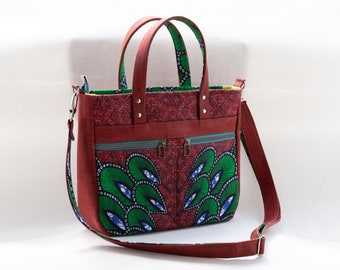 Cork and Wax handbag, closed with zip and fully lined: The "Madame Steed" Peacock Wax