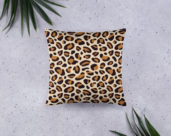 Leopard Print Throw Pillow | Chic Neutral Accent for Boho Decor