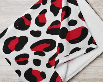 Red Leopard Print Fleece Throw Blanket | Cozy Couch & Bed Decor