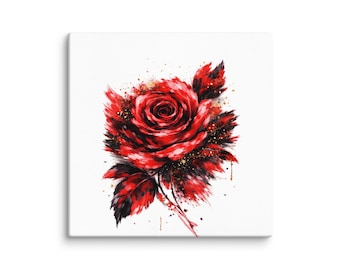 Red Rose Canvas Art | Bold Floral Painting, Modern Home Decor