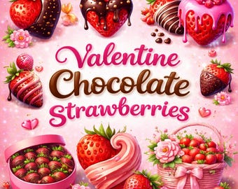 Valentine Chocolate Covered Strawberries Clipart