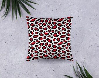 Red Leopard Print Throw Pillow | Modern Chic Home Accent